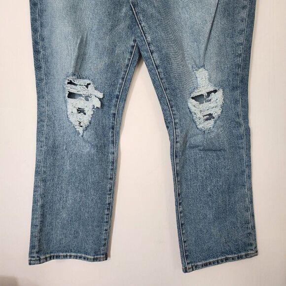 NWT Good American Size 10/30 Good Boy Jeans Indigo085 Destroyed Knee Crop Denim - Picture 5 of 9